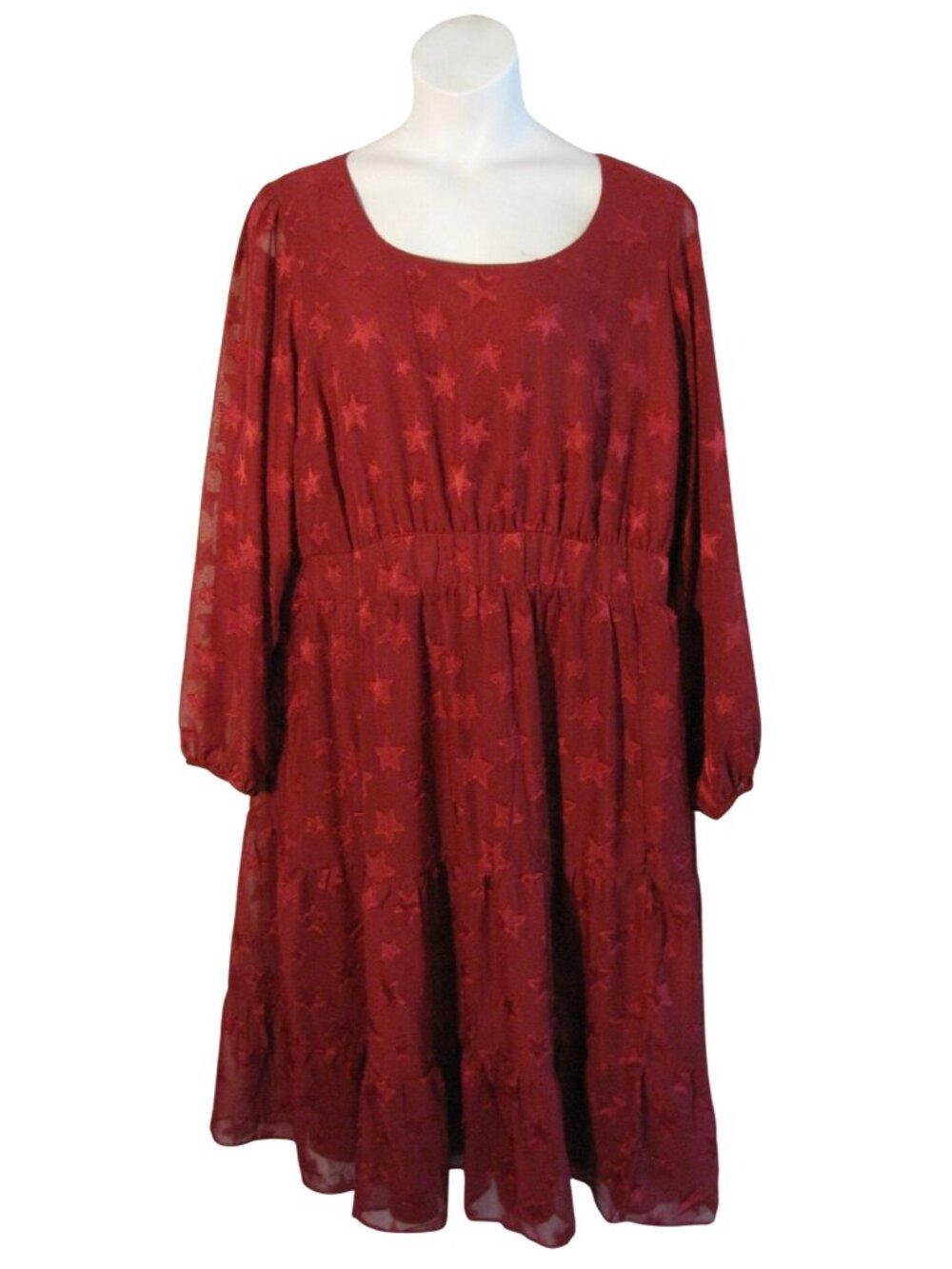 Torrid 4 4X Rose Burgundy Stars Chiffon Dress Party Cocktail POCKETS